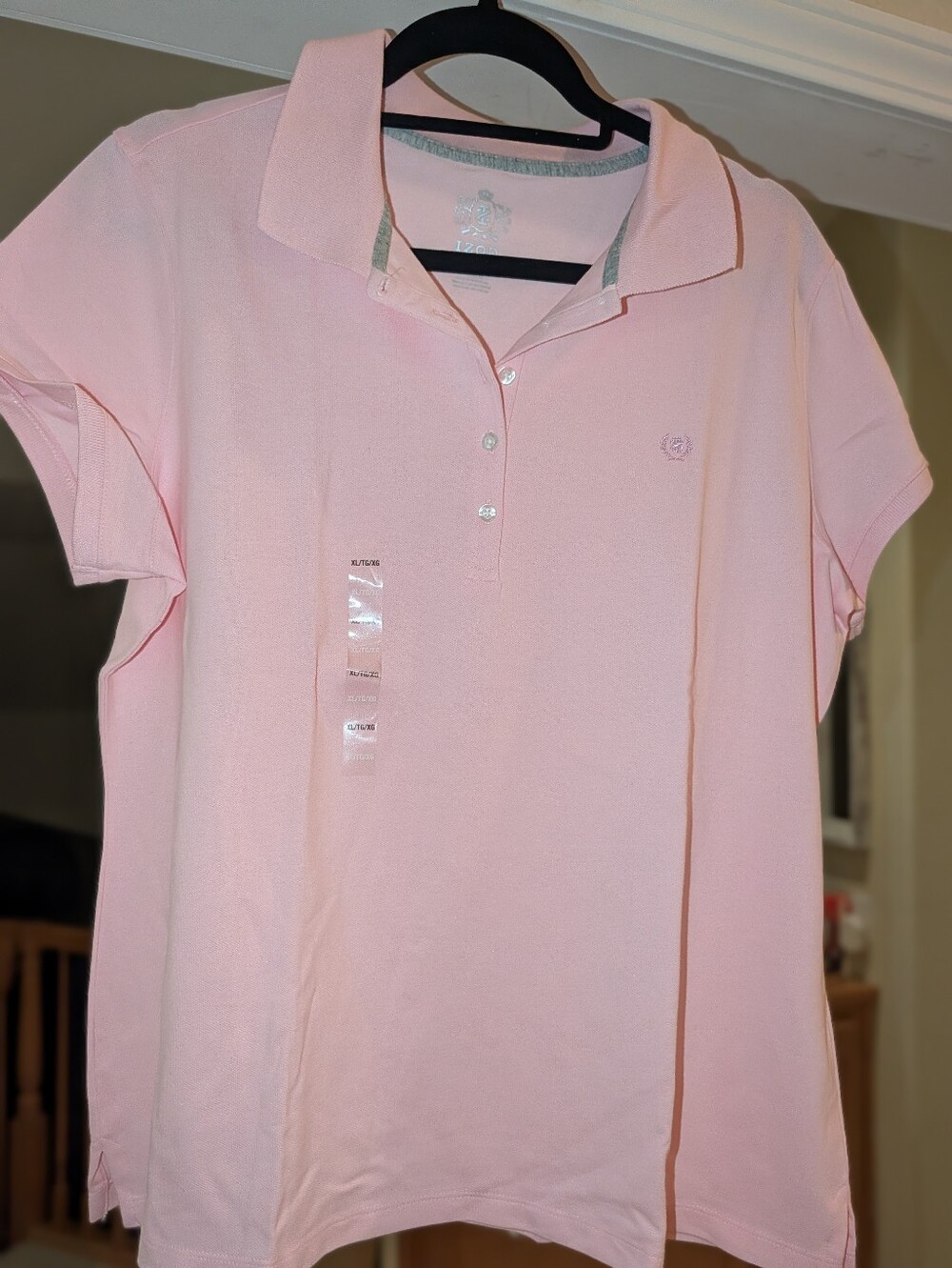 Izod Women's Short Sleeve Cotton Polo in Light Pink XL